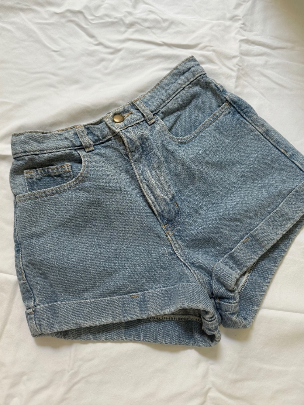American Apparel (sz 26) high-rise cuffed denim shorts